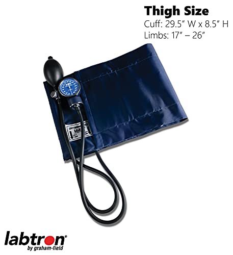 Image of Graham-Field Manual Blood Pressure Monitor - Adult Thigh Size, Blue BP Cuff with Aneroid Gauge and Carry Case