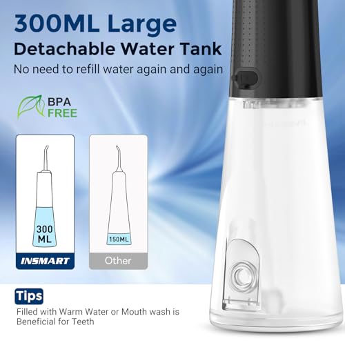 Hydropulseur pour dents sans fil INSMART avec 5 modes de jet dentaire portable - 3