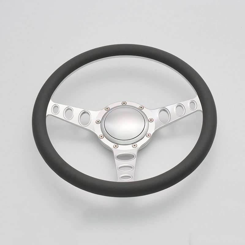 Flashpower 14'' Billet Half Wrap 9 Bolts Steering Wheel with 2'' Dish and Horn Button(Dark Grey)