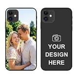 Styletify Custom Case for iPhone 11, Personalized Picture Photo Logo Text Phone Case, Customized Slim Black Liquid Silicone Soft Shockproof Protective Cover 6.1", Gift for Birthday Friends Family