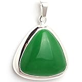  Sweet & Happy Girl\'s Store 29x38mm Dreieck gr¨¹n gef?rbt Jade Perlen Silber Basis Anh?nger \