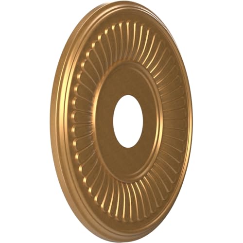 Image of Ekena Millwork CMP16BEBGL Berkshire Thermoformed PVC Ceiling Medallion (Fits Canopies up to 7 inch), 16 inchOD x 3 1 /2 inchID x 1 inchP, Bright Coat Gold
