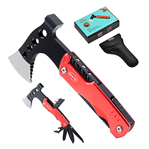 Gifts for Men Dad Husband Valentines Day Gifts for Him RoverTac Multitool Camping Hatchet 11 in 1 Upgraded Multi Tool with Hammer Knife Saw Screwdrivers Bottle Opener Safety Lock Durable Sheath