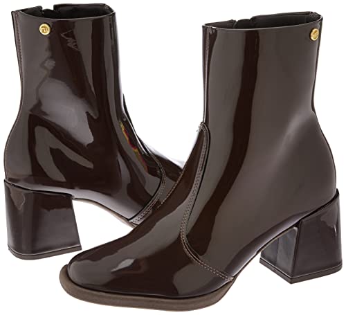 Bota Beira Rio Estilo Fashion Verniz Premium Salto Médio, Cacau, 37