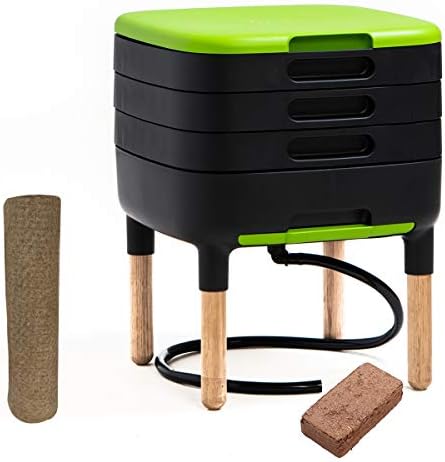 WormBox TinyWorm Design & Compact I Vermicompostador 3 bandejas I...
