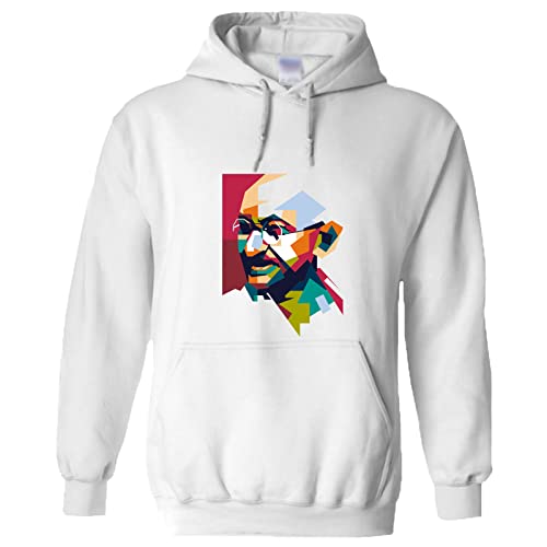 Sweat à capuche Hindi blanc imprimé Gandhi sweat-shirt homme grande taille