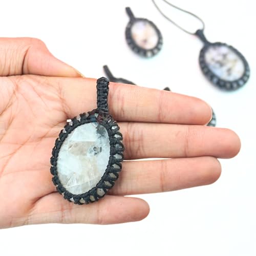 Image of REMEDYWALA Gemstone Macrame Pendant for Reiki & Crystal Healing, Natural Stone