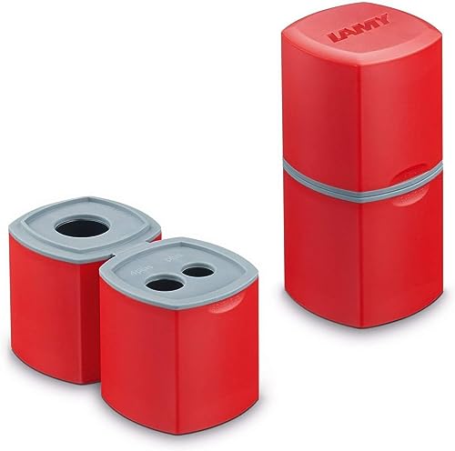 LAMY 1231571 3-/4plus Z 84 Spitzer 595 - Spitzdose aus hochwertigem Kunststoff in der Farbe Rot für normalstarke Blei- und Farbstifte der Farbstiftserien 3plus, 4plus und plus
