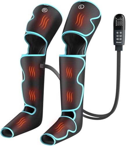 Leg Massager with Air Compression for Circulation 3-in-1 Full Leg Heating for Foot Calf Thigh 4 Modes 4 Intensities 2 Heat Levels Compression Device for Swollen Legs RLS Pain Relief
