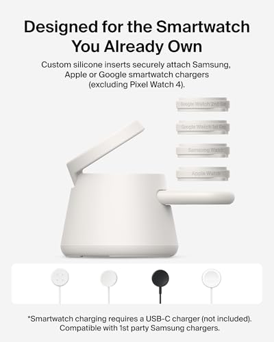 Image of Belkin Qi2.2 25W Magnetic Wireless Charging Station, 3 in 1 Samsung Charger