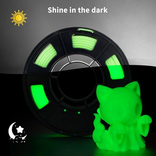 Image of iSANMATE 3D Printer Filament Bundle, Glow in The Dark Filament Orange, Green, Blue, and Purple, PETG Filament 1.75 mm, Dimensional Accuracy + /- 0.03 mm, 250g X 4 Pack