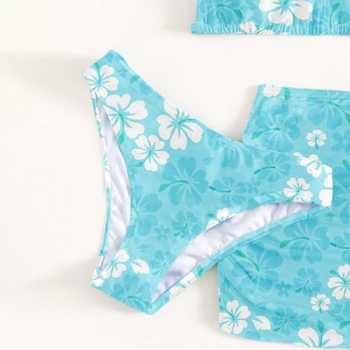 Girls Swimsuit 3 Piece Sets Cute Floral Print Bikini Bathing Swim Suits Comfy Summer Beach Skirt Cover Up Outfits4