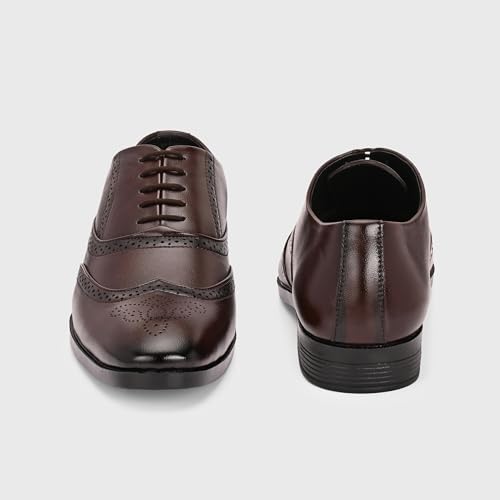 Image of Centrino Men's Formal Lace-Up Shoes | Soft & Comfortable Oxford Brogue Dress Formal Shoe| Stylish Looking Lace Up Medallion Toe Perforated for Business Formal Wedding & Office Wear (9359)