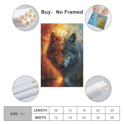 Lienzo de lobo de 50x75cm para transformar la pared de tu dormitorio principal 2
