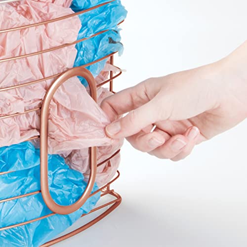 Mdesign Steel Hanging Cabinet Storage Organizer Holder For Kitchen, Pantry - Holds Plastic, Sandwich, Garbage, Grocery And Trash Bags; Wrap, Foil, Pack - Spira Collection - Copper #TOP5