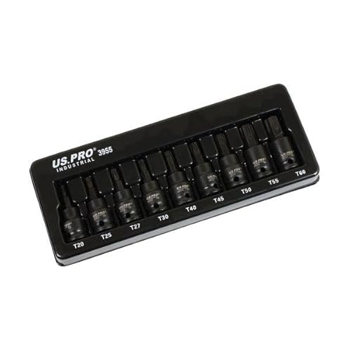 US PRO INDUSTRIAL 9pc 3/8” DR Impact Star TRX Torx Bit Sockets Set T20 - T60
