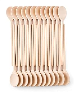 30cm - Wooden Kitchen Spoons Baking Mixing Serving Craft Utensils Bulk Oval Spoon Puppets Long Handle Beechwood for Woodburning & Different Occasions - Set of 24 - Mr. Woodware