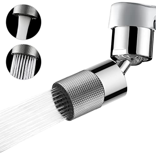 Swivel Faucet Aerator, Dual Function Faucet Sprayer Attachment, 360° Big Angle Swivel Kitchen Faucet Aerator, 55/64-27Uns Famale Thread, Kitchen Sink Aerator Chrome #TOP17