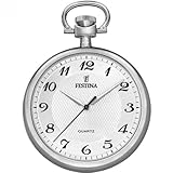 Festina Montre de Poche Homme avec Chaîne   Acier Inoxydable 316L   Mouvement Quartz   Verre Minéral Haute Résistance   Style Classique, Vintage et Élégant F2020/1