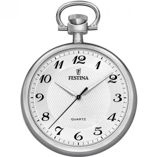 Festina Orologio da Tasca Uomo con Catena - Acciaio Inossidabile 316L - Movimento al Quarzo - Vetro Minerale ad Alta Resistenza - Stile Classico, Vintage ed Elegante F2020/1