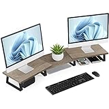two monitor pc setup 💥 【Verbessertes Design】: Dieser große Monitorständer kann die Länge einstellen, die Sie von 73.6cm bis 109.2cm benötigen, passend für die meisten Bildschirm, Laptop, Drucker, maximales Stützgewicht bis zu 100lbs (45kg). Ecken und Metallfüße Beide fügen rutschfeste Gummipads hinzu, um Verrutschen oder Kratzen auf Ihrem Schreibtisch zu verhindern.