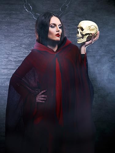 Geyoga Grim Reaper Costume Scary Hooded Cape Witch Costume Hooded Cape for Adult Women Man Cosplay Props