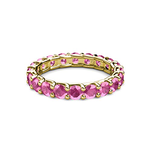 Trijewels Pink Sapphire 3.4 Mm Women Eternity Band 2.68 Ctw-3.31 Ctw 14K White Gold-4.5 #TOP2