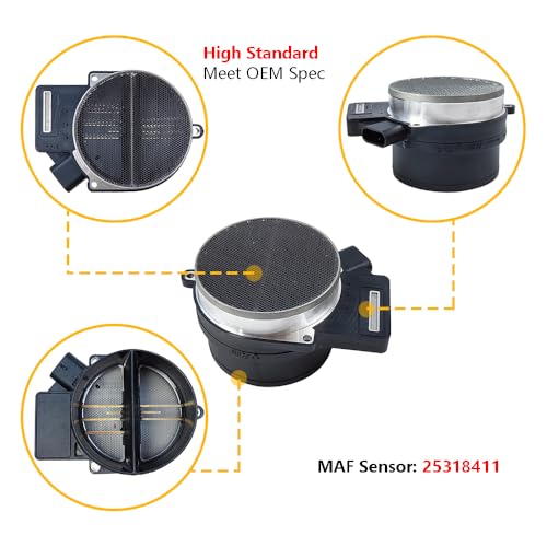 Mass Air Flow Sensor Meter MAF | Fit for Chevrolet (Chevy) Silverado Suburban Tahoe, GMC Envoy Sierra Yukon, Cadillac CTS, Buick Hummer Isuzu Oldsmobile Pontiac Saab | OE# 25318411 AF10043 25168491 by LLNSEAUTO - Image 2