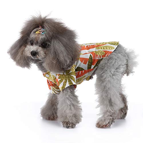 Marupet Dog Hawaiian Shirt Newstyle Summer Beach Vest Short Sleeve Pet Clothes Dog Top Floral T-Shirt Hawaiian Tops Dog Jackets Outfits For Small Dogs Breeds Cats Orange S #TOP6