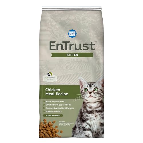 Blue Seal ENTRUST Kitten Food | Real Chicken | Enriched with Super Foods, Antioxidants and Probiotics, No Soy, No Wheat | 6 Pound Bag