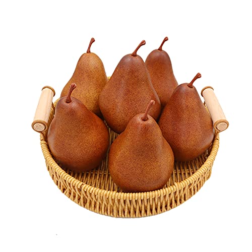Wjboand 6Pcs Fake Brown Pear Artificial Lifelike Fake Fruits Decorative Kitchen Party Home Ornament House Table Faux Fruit Centerpieces Sketch Photography Prop #TOP8