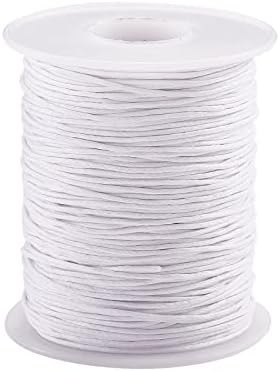 UR URLIFEHALL 100 Yards/90m x 1mm White Waxed Cotton Cord Macrame Waxed Beading Thread String for Bracelet Necklace Jewellery Beading Crafting
