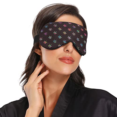 Unisex Sleep Eye Mask Colorful-Cannabis-Pot-Leaf-Weeds Night Sleeping Mask Comfortable Eye Sleep Shade Cover #TOP4