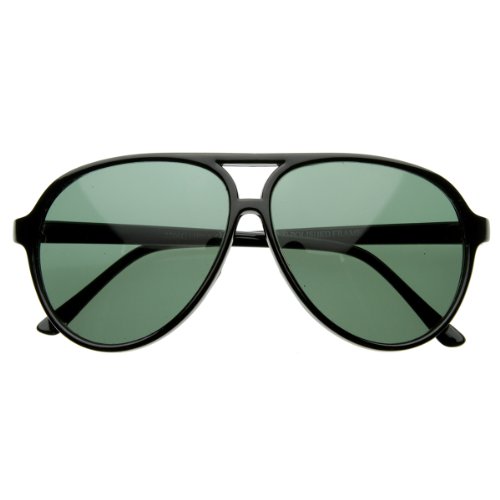 Vintage Inspired Classic Tear Drop Plastic Aviator Sunglasses (Black)2