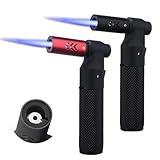 2 quemadores de flambeo, quemador de cocina, quemador de flambeo ajustable, quemador Bunsen para cocina, rellenable, quemador de crema Brulee para cocinar, hornear, asar, camping, negro y rojo