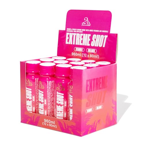 2bTanned Extreme Tanning Shots (12 x 80ml) Tanning Drink with Collagen Beta Carotene and Vitamin D Sunbed Tan Accelerator Mango & Peach