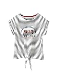 Gestreiftes Garn Vertbaudet Mädchen T-Shirt mit Glitzer und Schleife Nachtblau gestreift 140