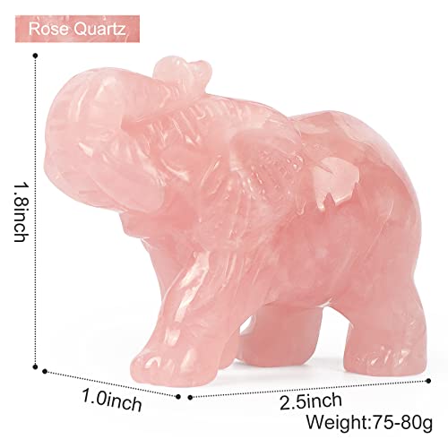 Hxswkk 2.5Inch Hand Carved Rose Quartz Crystal Elephant Statue Elephant Figurine Elephant Sculpture Gemstone Hand Carved Healing Craft Home Office Decor Gifts #TOP1
