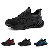 Hitmars Sicherheitsschuhe Herren Arbeitsschuhe Damen Stahlkappe Bequeme Leichte Atmungsaktive Stahlkappenschuhe Schwarz Größe 41 EU