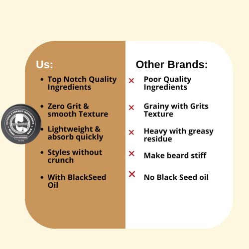 Bahawat Beard Balm Oud & Sandalwood - Styles, Strengthens & Softens Beards - Natural Beard Conditioner- Zero Grit Balm - Reduces Beard Itch, 2 Ounce #TOP5