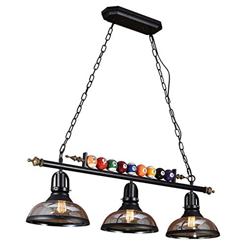 Billiard Chaners Retro Industrial Pool Table Deco Ceiling Pendant Light Wrought Iron Glass Lampshades Creative Snooker Hanging Light for Billiards Hall Restaurant Bar Club