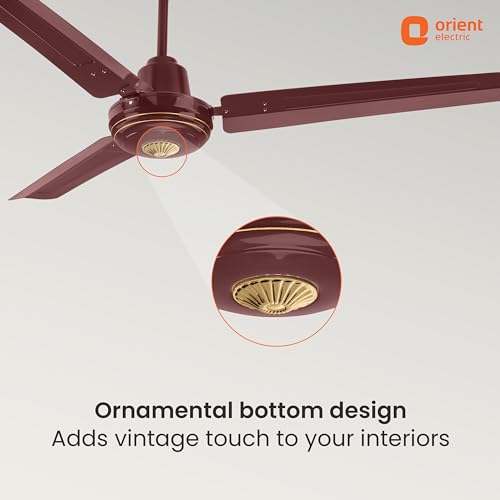 Image of Orient Electric 1400 mm Summercool| PSPO technology for powerful airflow| 18-pole motor| Ornamental bottom design| Anti-rust Aluminium blades| 5-year warranty| Brown, pack of 1