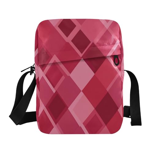 messenger bag for women Shoulder Crossover Bag Womens Fashion Purses Adjustable Strap for business business- Fantastic Rhomboid Hot Pink Red