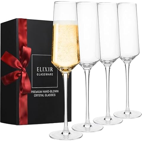 Elegant Hand Blown Crystal Champagne Flutes Cover