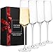 Classy Champagne Flutes - Hand Blown Crystal Champagne Glasses - Set of 4 Elegant Flutes, 100% Lead Free Premium Crystal - Gift for Wedding, Anniversary, Christmas - 8oz, Clear