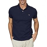 GANT Herren Solid Pique Rugger Poloshirt, Blau (Evening Blue 433), L EU