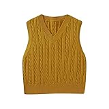 UODSVP Vests for Women, Kawaii Clothing 70S Sweater Vest Women Black Pull Over Women's Casual V-Neck