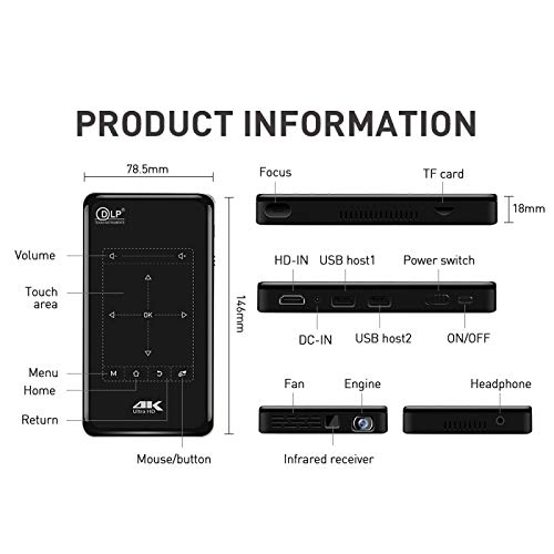 Mini projecteur 4K DLP avec WiFi double bande et télécommande infrarouge - 7