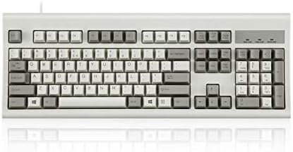 Perixx PERIBOARD-106M, Wired Performance Full-Size USB Keyboard - Curved Ergonomic Keys - Classic Retro Gray/White Color - US English