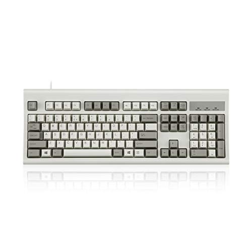 Perixx PERIBOARD-106M, Wired Performance Full-Size USB Keyboard, Curved Ergonomic Keys, Classic Retro Gray/White Color, US English Layout by Perixx - Used condition - US$38.74